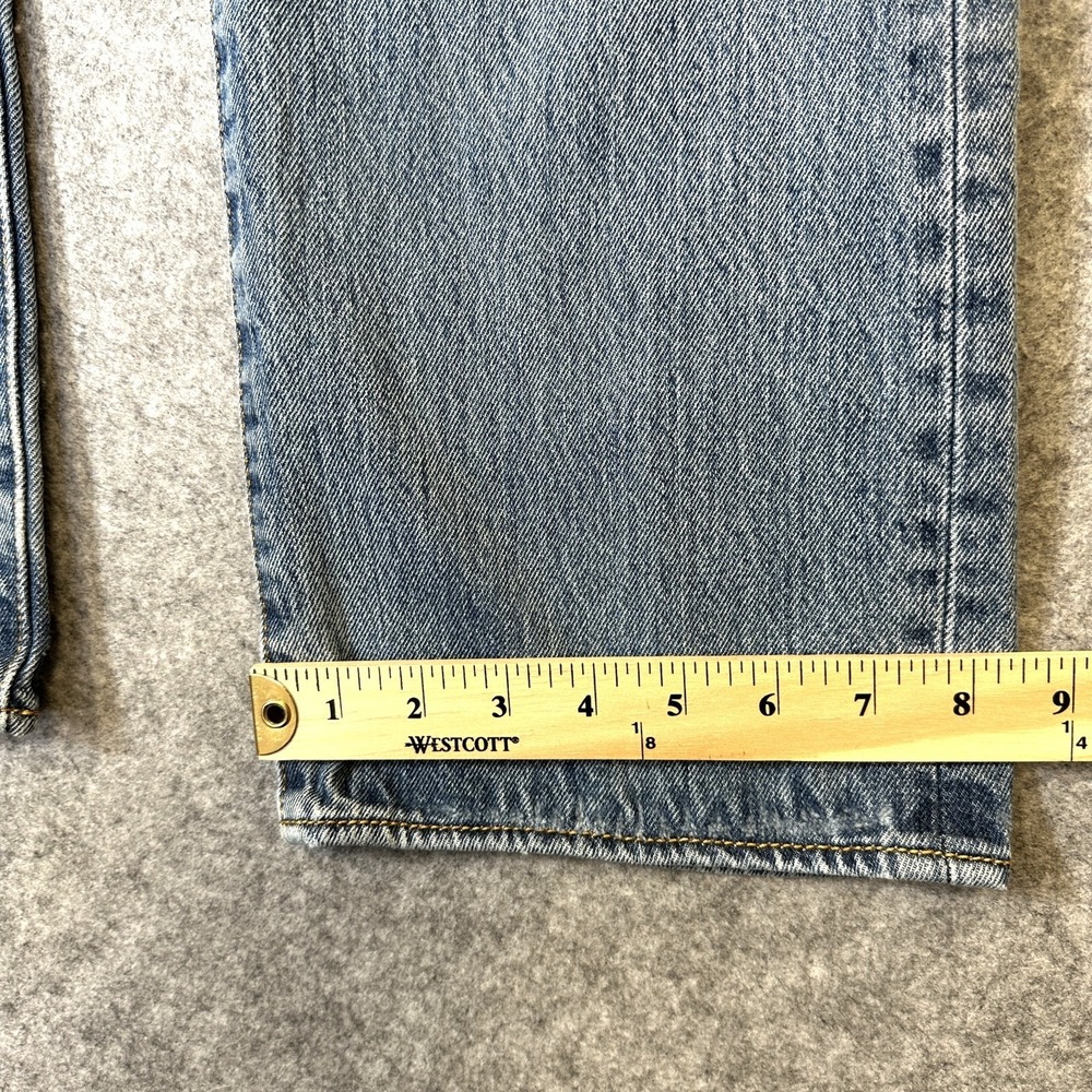 Levis 501 Jeans Mens 36x30 Light Blue Denim Straight Leg Button Fly Distressed - Picture 7 of 11